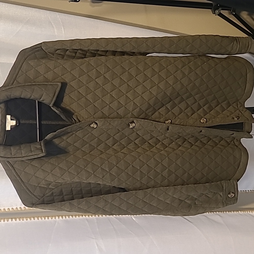 Talbots Green Diamond Quilted  jacket-swearshirt Size 14